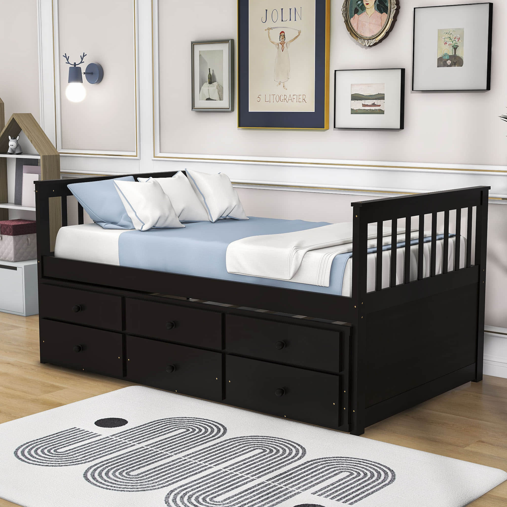 Twin platform bed with drawers harriet bee discount